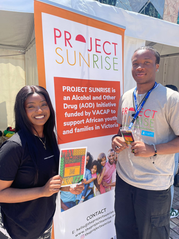 Project Sunrise banner at AMCF 2025, Federation Square